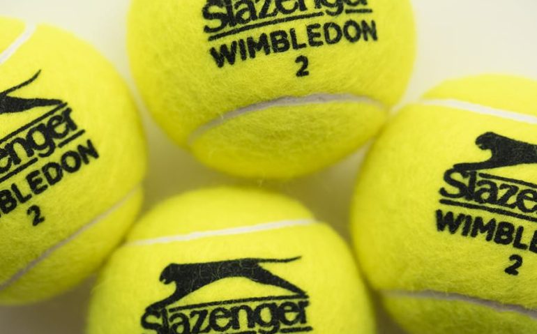 LONDON, UK - June 2021: Official wimbledon tennis Slazenger brand ball